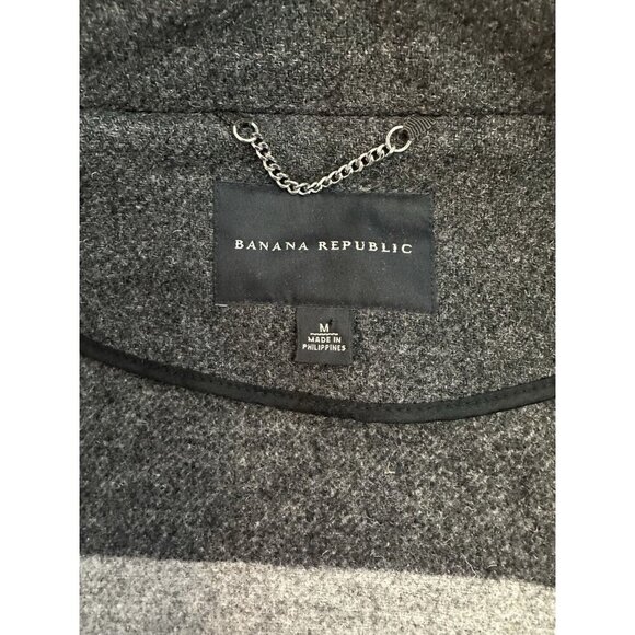 Banana Republic Wool Blend Toggle Coat Women’s Medium Gray Cross Zipper - Picture 4 of 8